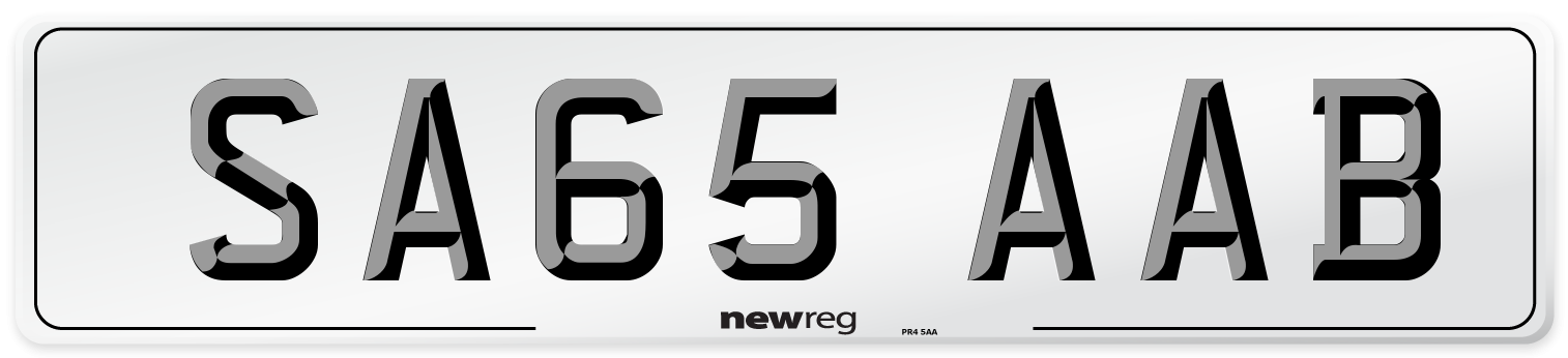 SA65 AAB Number Plate from New Reg